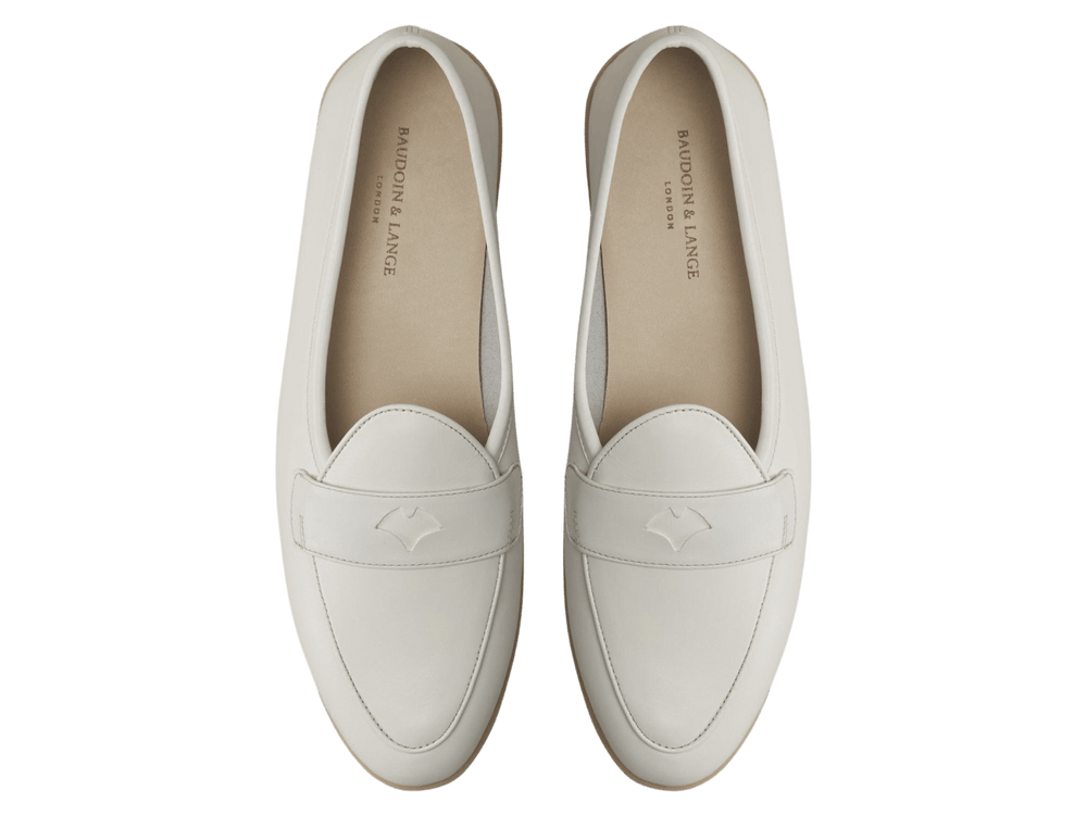 Stride Penny Loafers in Blanc Casse Milled Calf