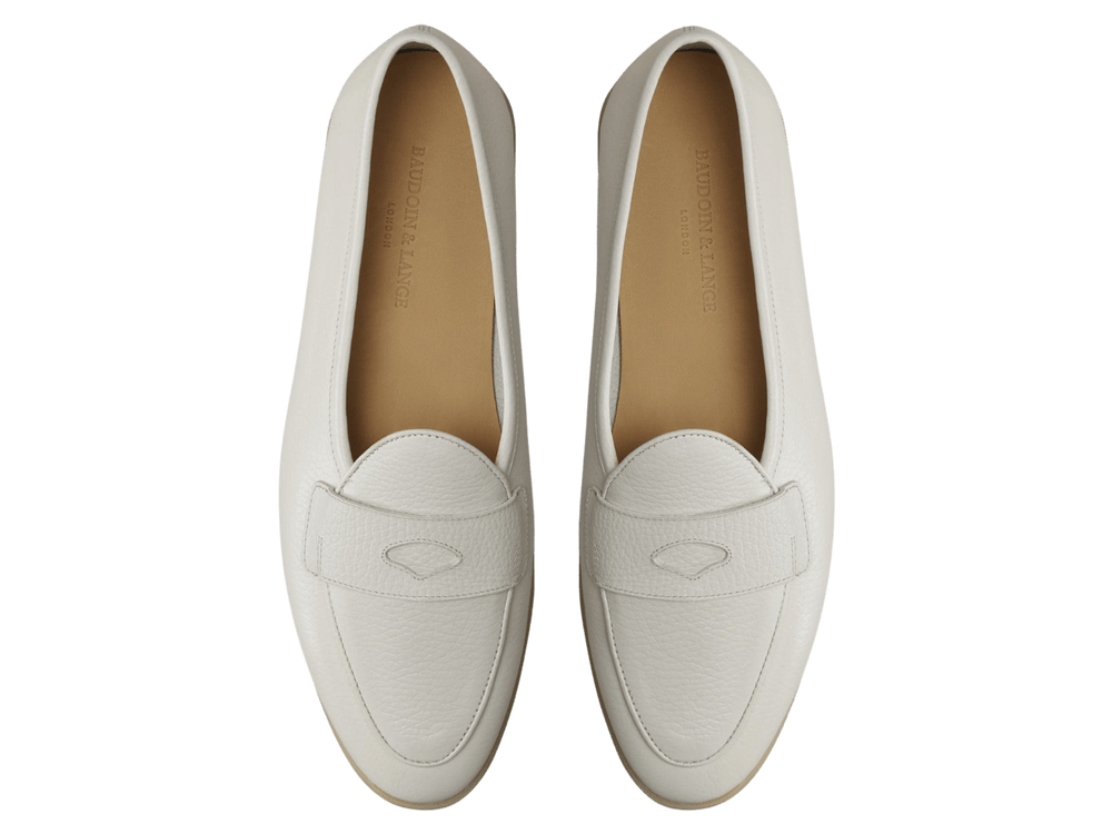 Stride Penny Loafers in Blanc Casse Moorland Calf