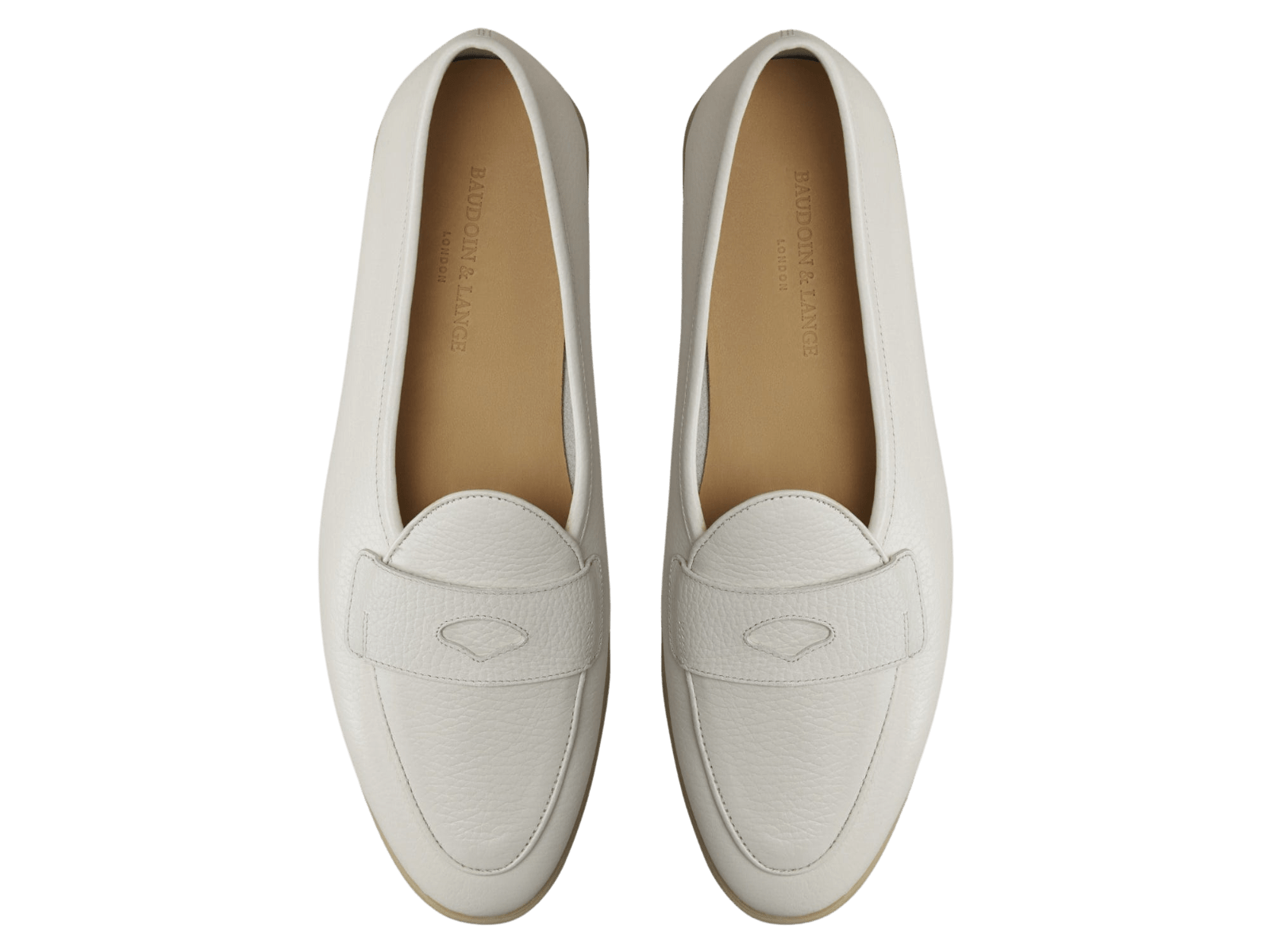 Stride Penny Loafers in Blanc Casse Moorland Calf with Natural Sole