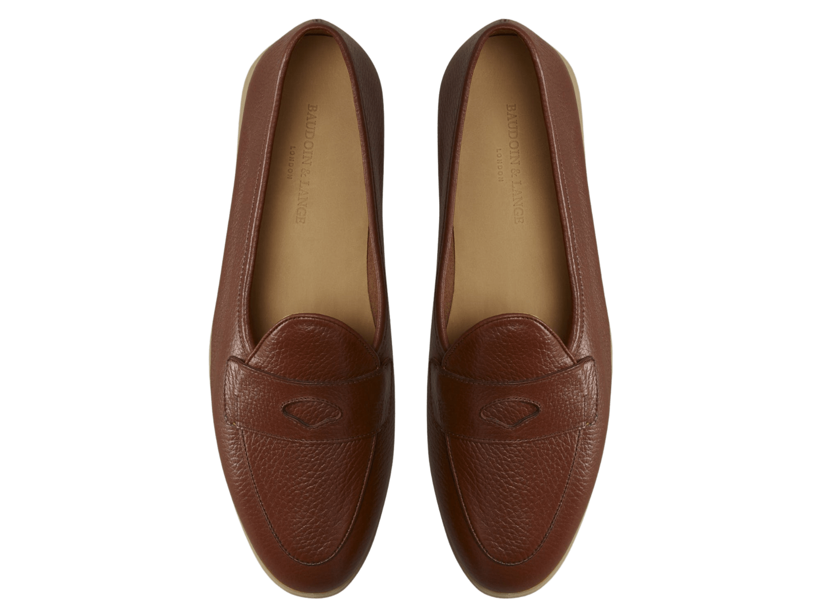 Stride Penny Loafers in Tan Moorland Calf with Natural Sole