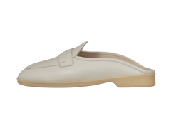 Stride Penny Mule Loafers in Blanc Cassè Milled Calf