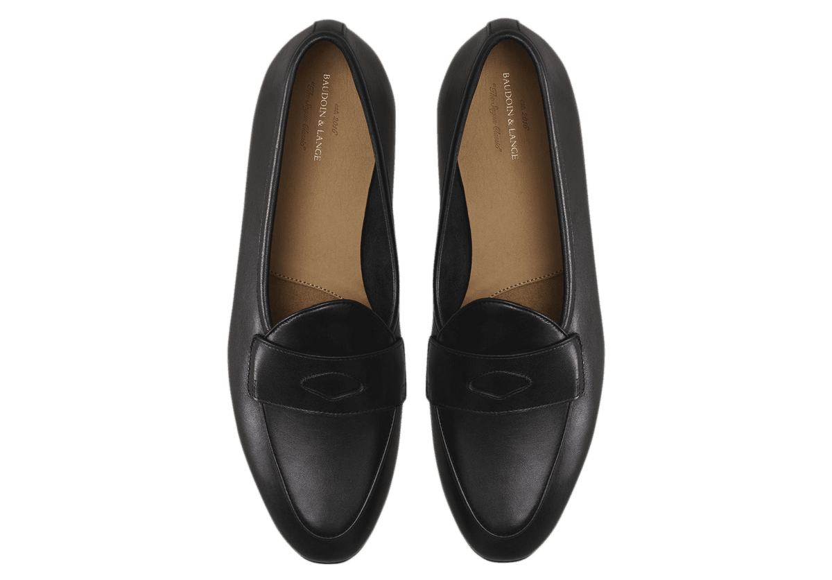 Sagan Rubber Ginkgo Loafers in Black Drape Calf