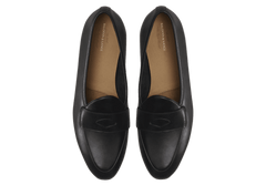 Sagan Classic Ginkgo Loafers in Black Drape Calf with Rubber Sole