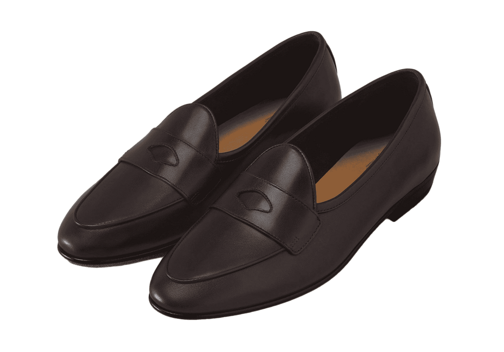 Sagan Classic Ginkgo Loafers in Dark Brown Drape Calf with Rubber Sole