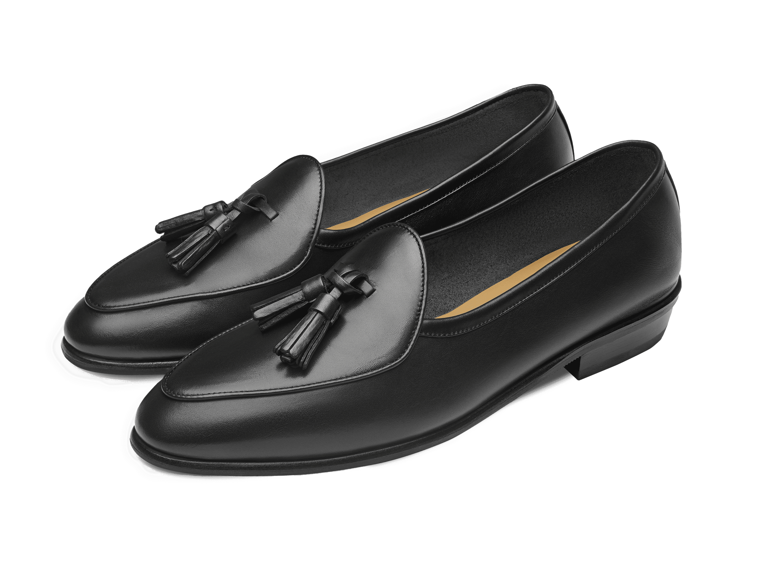 Sagan Classic Tassel Loafers in Black Drape Calf with Rubber Sole