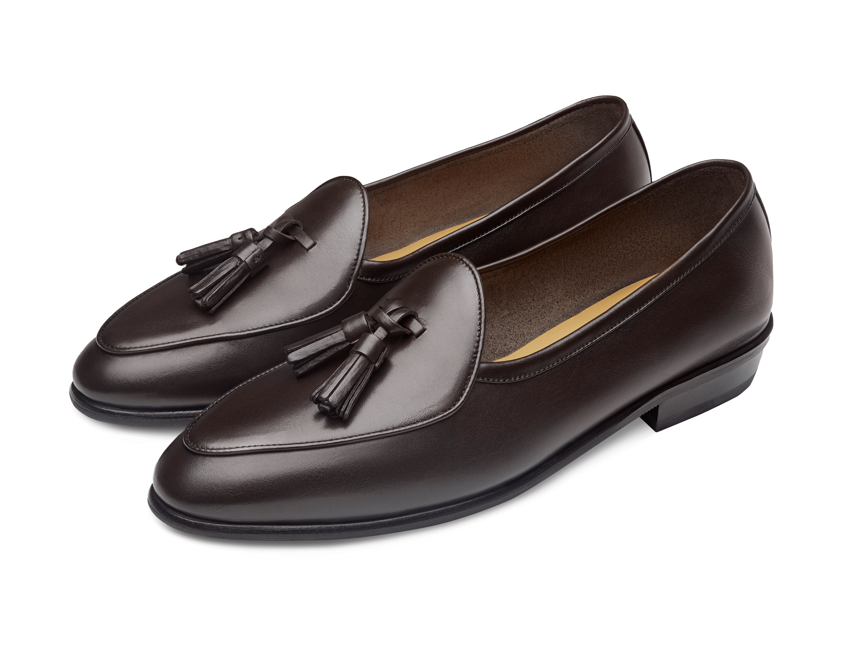 Sagan Classic Tassel Loafers in Dark Brown Drape Calf with Rubber Sole