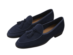 Grand Seine Tassel Loafers in French Navy Noble Suede