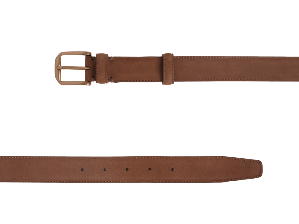 Sagan Belt Gold Buckle in Sandy Grey Nubuck