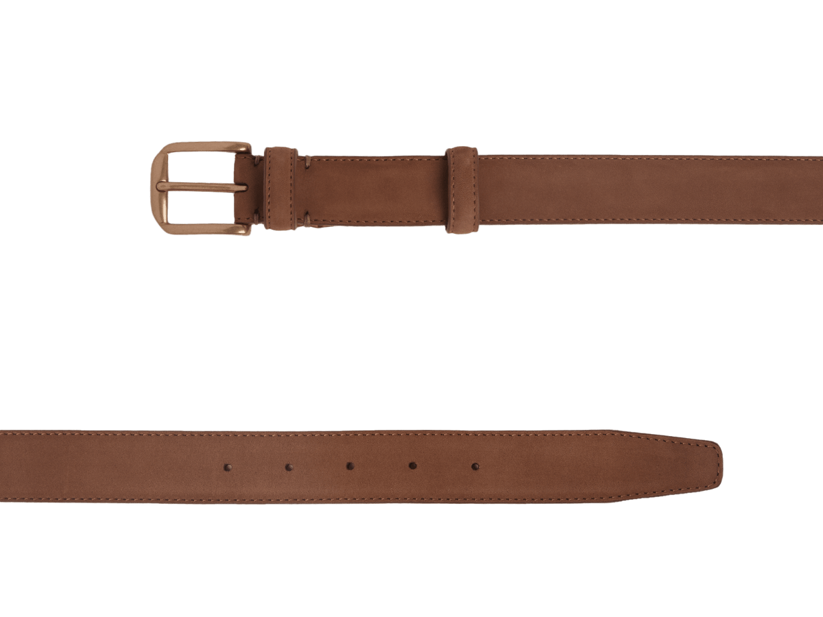 Sagan Belt Gold Buckle in Sandy Grey Nubuck