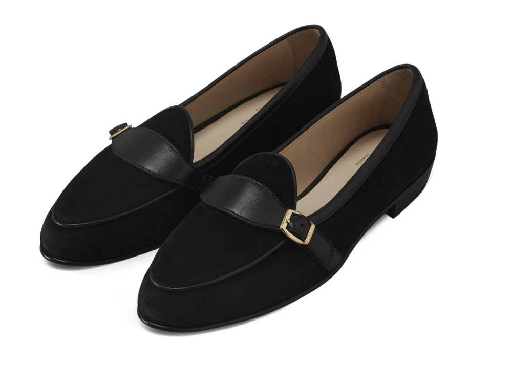 Sagan Buckle in Obsidian Black Asteria Suede