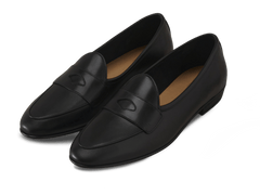 Sagan Classic Ginkgo Loafers in Black Drape Calf