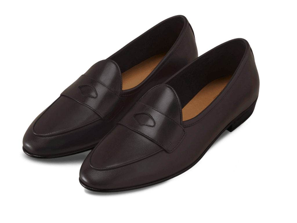 Sagan Classic Ginkgo Loafers in Dark Brown Drape Calf