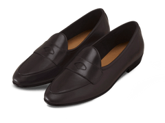 Sagan Classic Ginkgo Loafers in Dark Brown Drape Calf