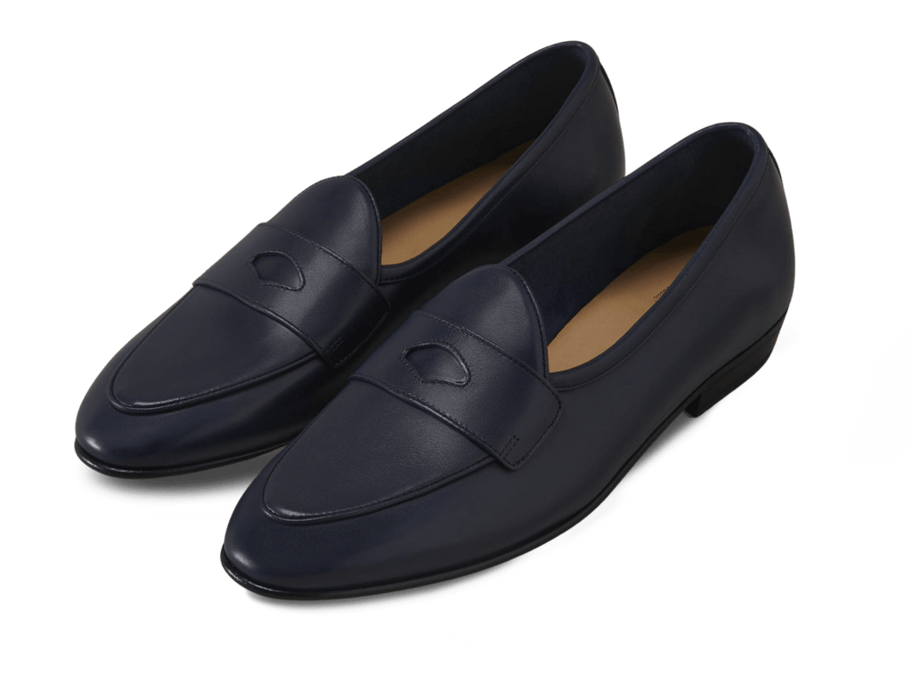 Sagan Classic Ginkgo Loafers in French Navy Drape Calf