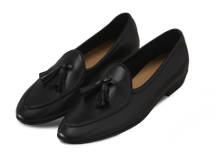 Sagan Classic Tassel Loafers in Black Drape Calf