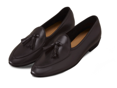 Sagan Classic Tassel Loafers in Dark Brown Drape Calf