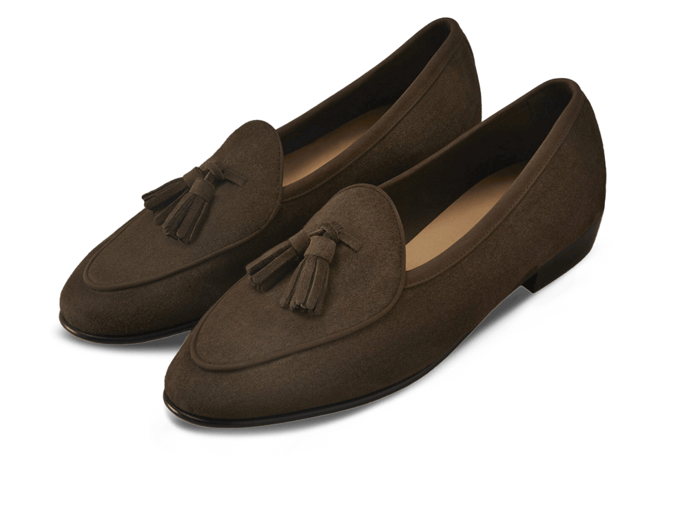 Sagan Classic Tassel Loafers in Olivine Green Asteria Suede