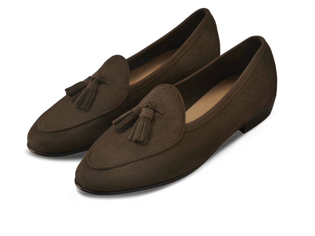 Sagan Classic Tassel Loafers in Olivine Green Asteria Suede