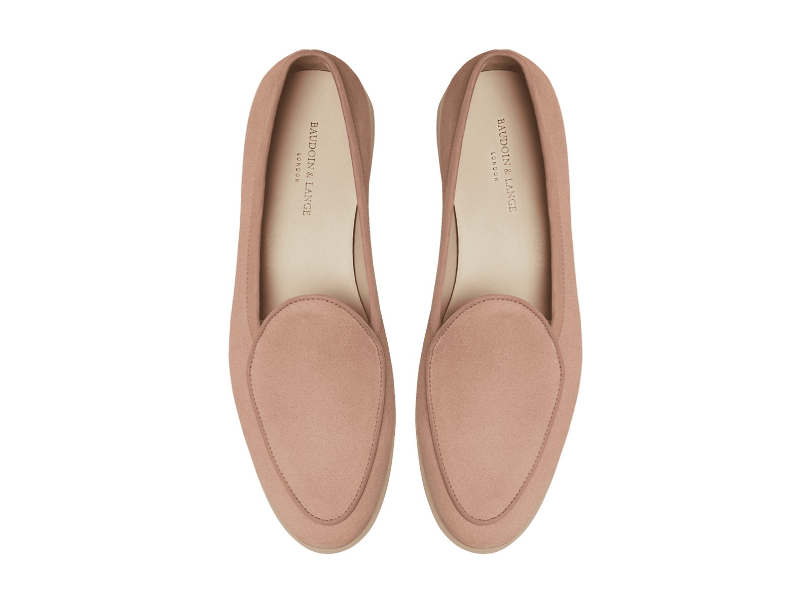 Stride Loafers in Blush Pink Glove Suede with Natural Sole