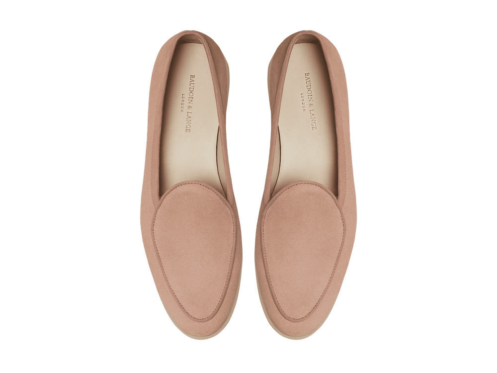 Stride Loafers in Blush Pink Glove Suede with Natural Sole