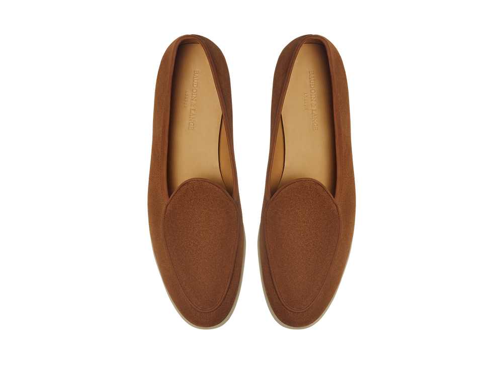 Stride Loafers in Cork Brown Glove Suede with Natural Sole