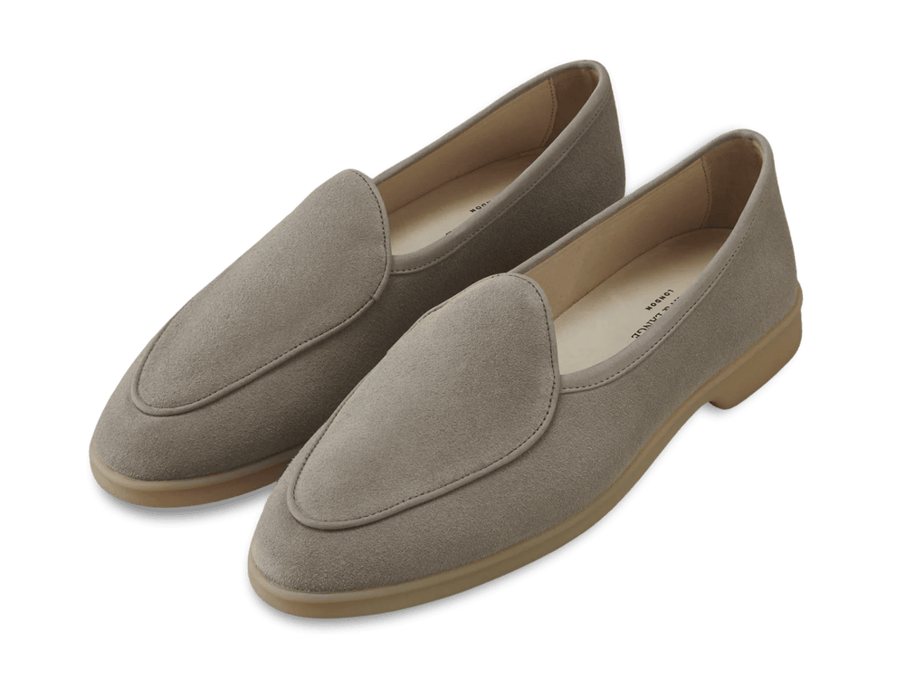 Stride Loafers in Sandy Grey Glove Suede Natural Sole