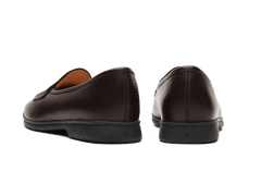 Stride Penny Loafers in Dark Brown Moorland Calf with Dark Sole