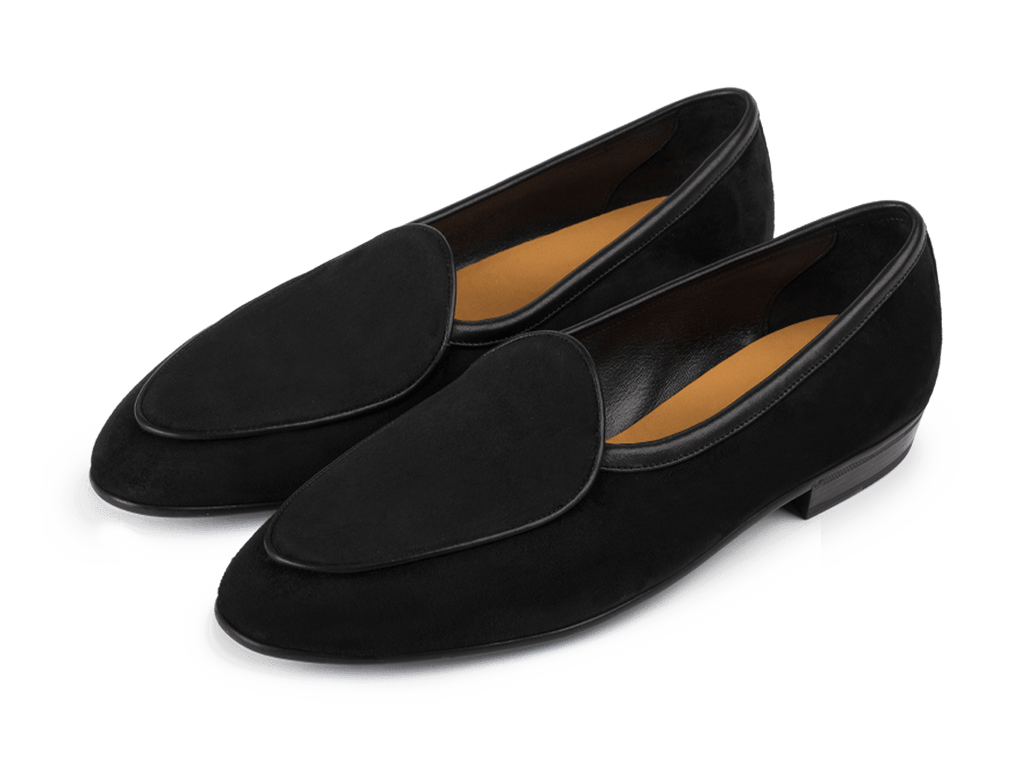 Sagan Classic Loafers in Obsidian Black Asteria Suede with Rubber Sole