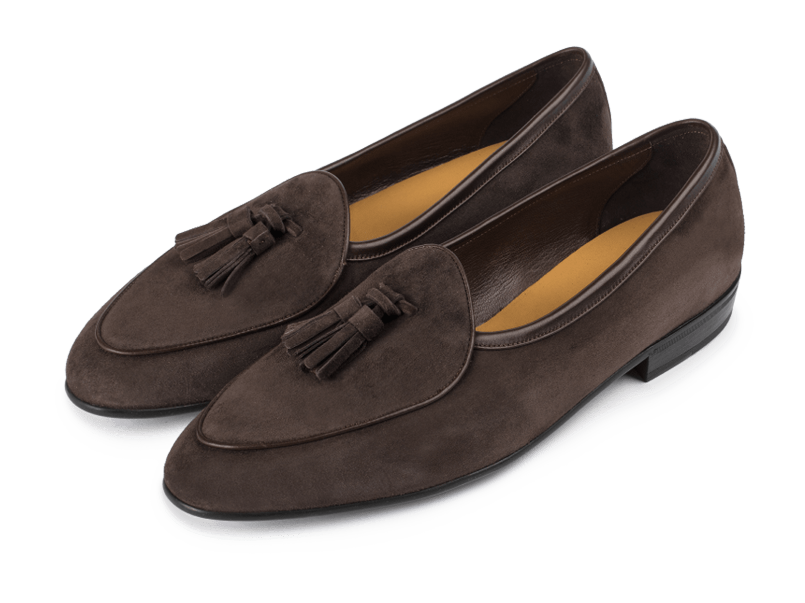 Sagan Classic Tassel Loafers in Lusitanias Dark Brown Asteria Suede with Rubber Sole