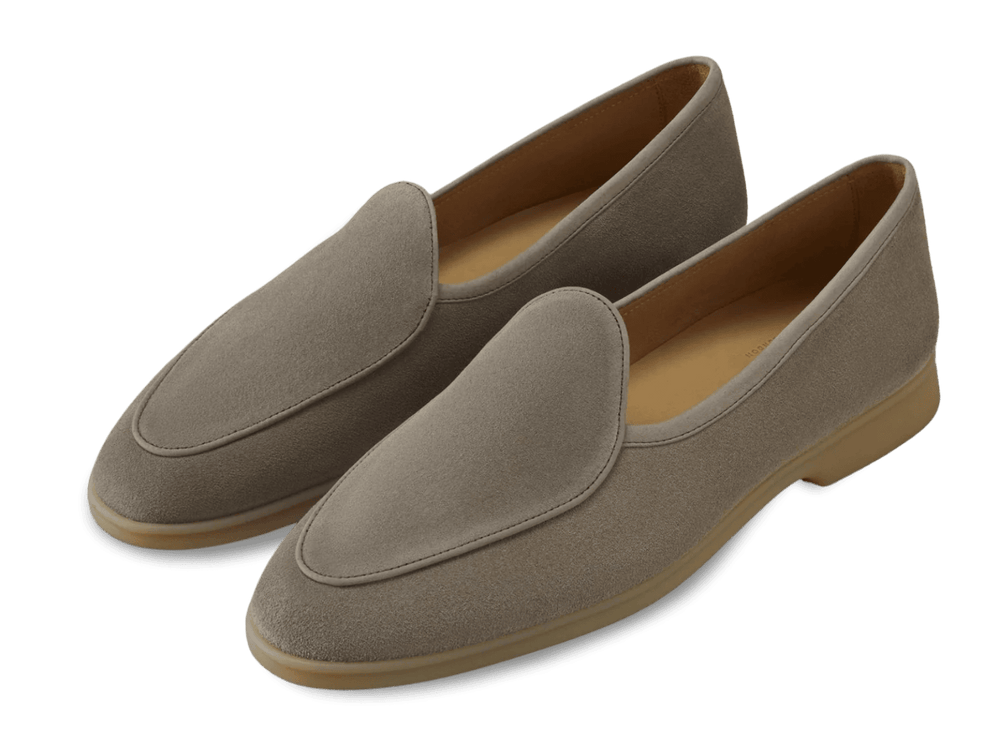 Stride Loafers in Sandy Grey Glove Suede Natural Sole