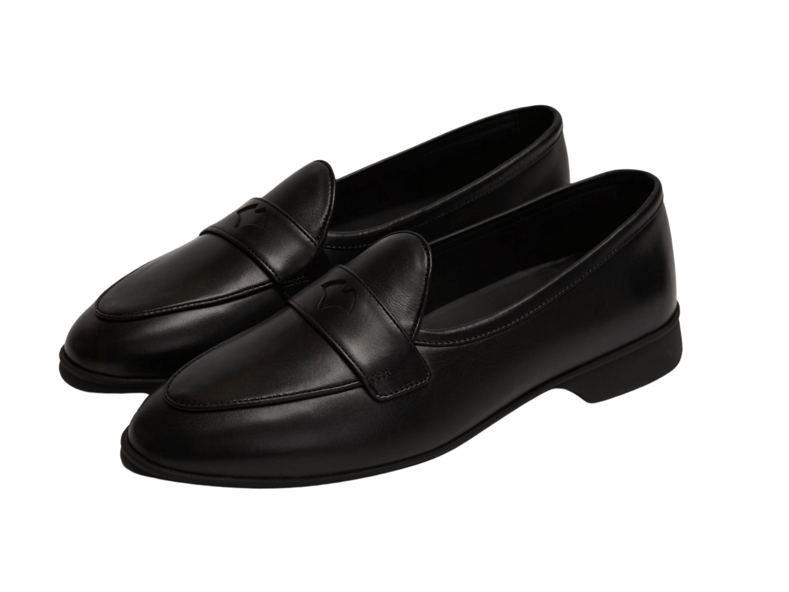 Stride Penny Loafers in Black Milled Calf