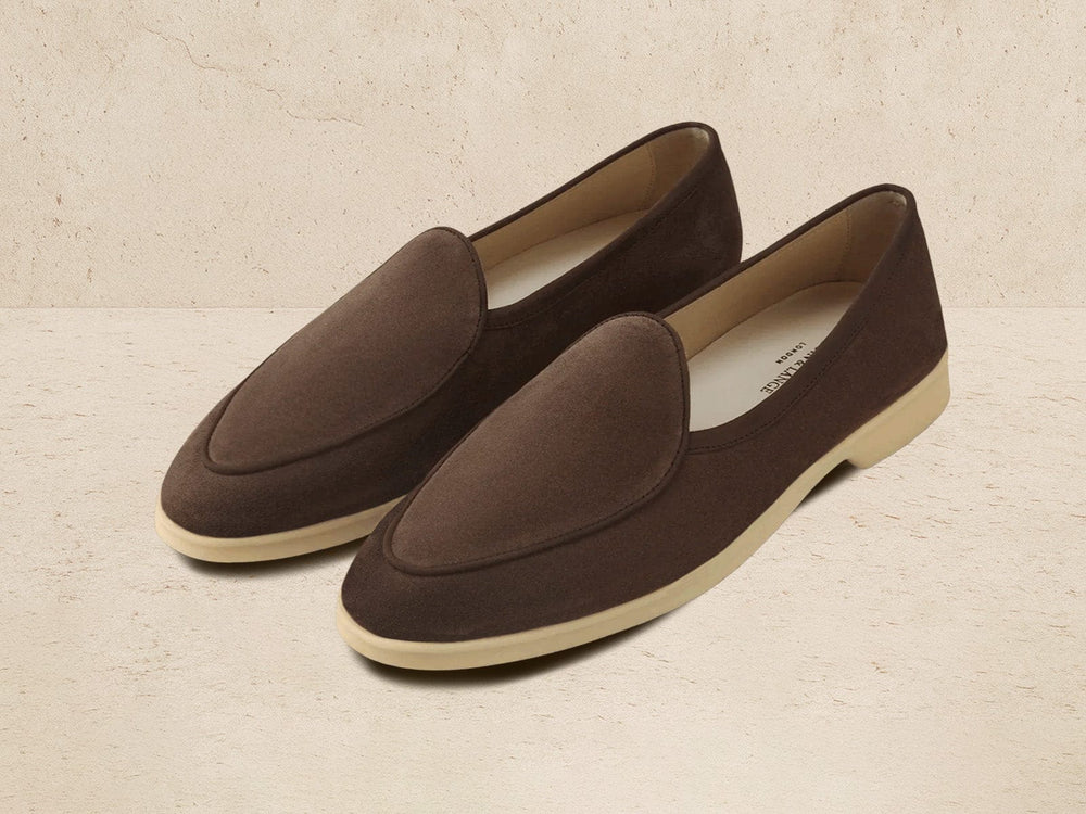 Stride Loafers in Deep Taupe Glove Suede Natural Sole