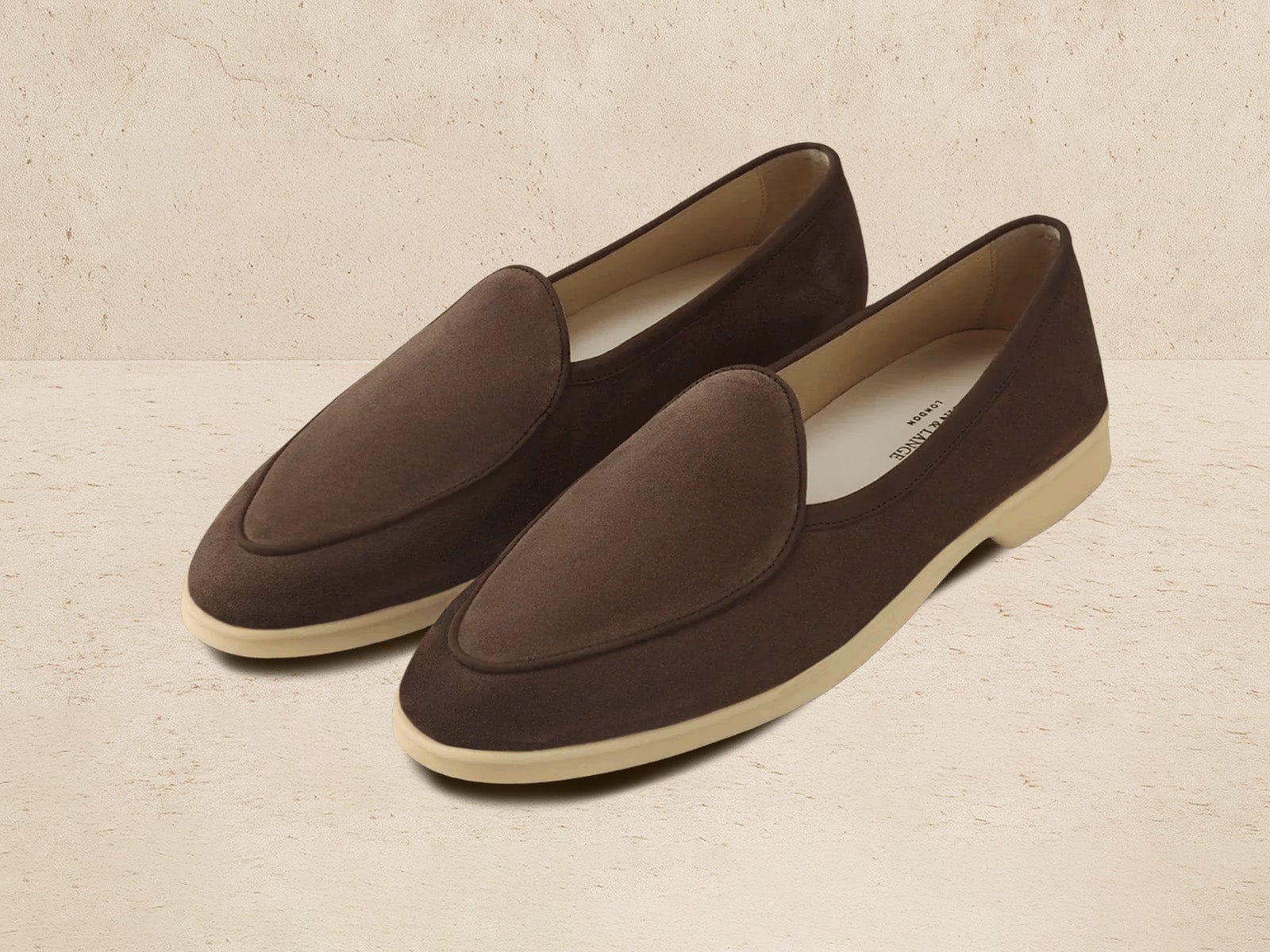 Stride Loafers in Deep Taupe Glove Suede Natural Sole