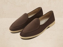Stride Loafers in Deep Taupe Glove Suede Natural Sole