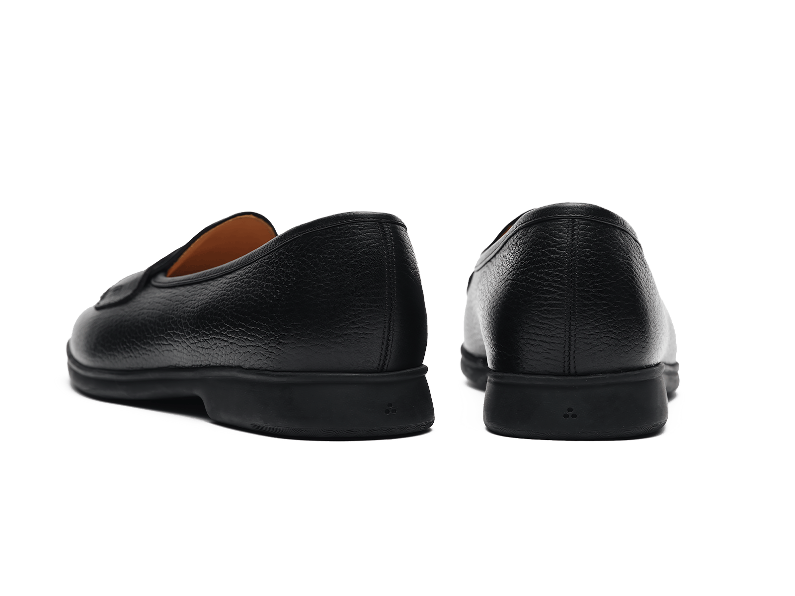 Stride Penny Loafers in Black Moorland Calf with Dark Sole