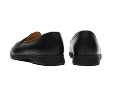 Stride Penny Loafers in Black Moorland Calf with Dark Sole