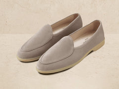 Stride Loafers in Sandy Grey Glove Suede Natural Sole