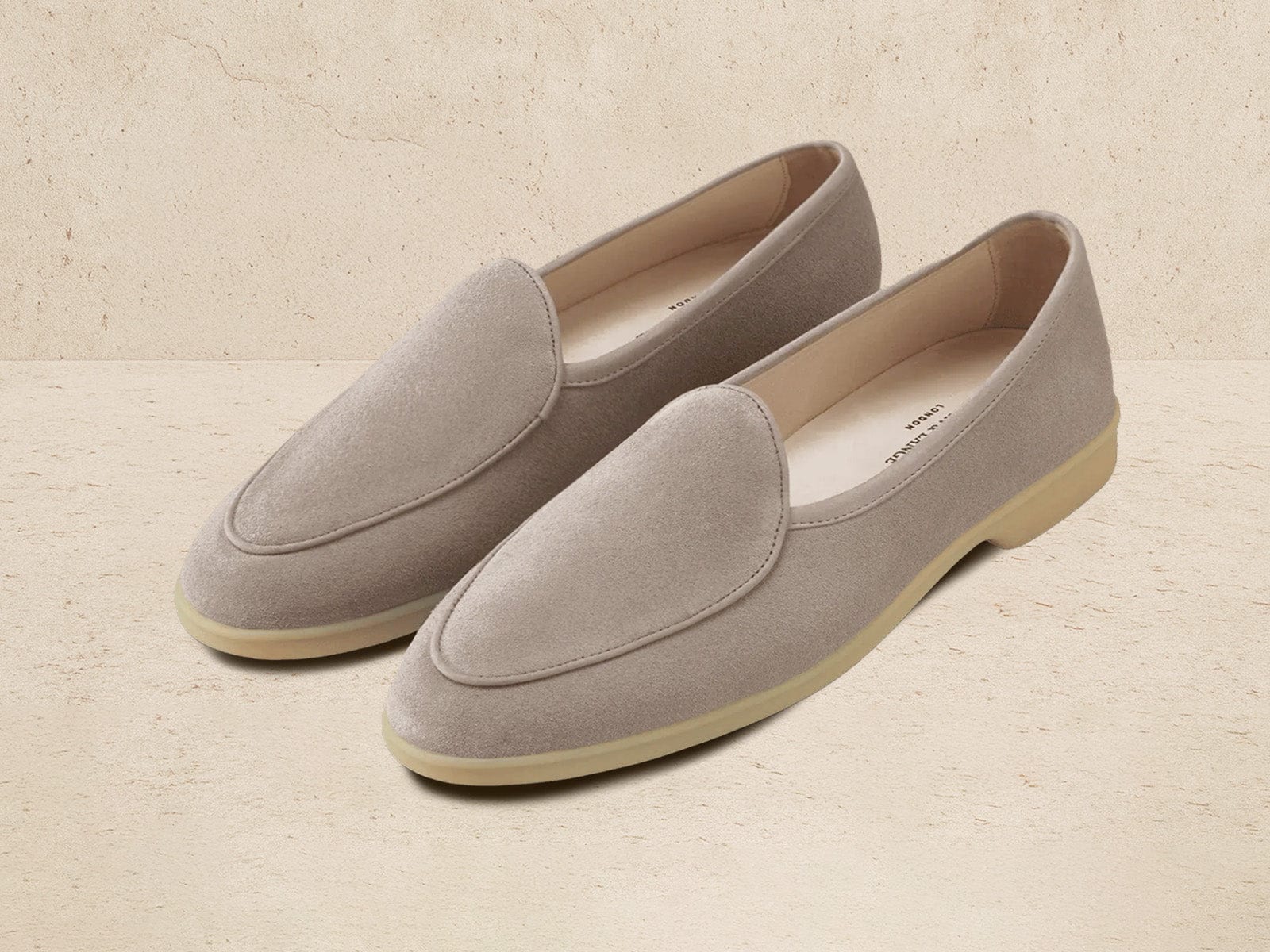 Stride Loafers in Sandy Grey Glove Suede Natural Sole