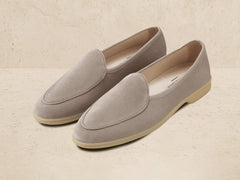Stride Loafers in Sandy Grey Glove Suede Natural Sole