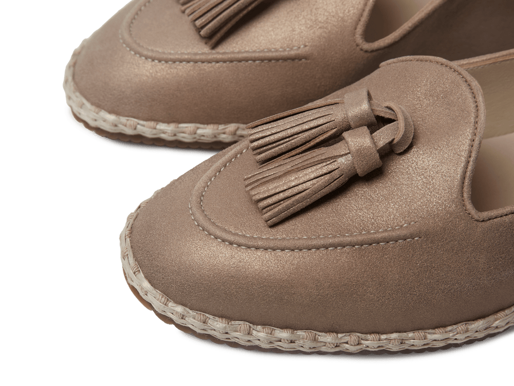Calvi Tassel Espadrilles in Golden Sand Luxe Suede