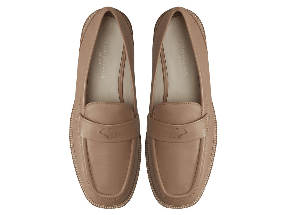 Charlotte Penny Loafers in Praline Matt Calfskin