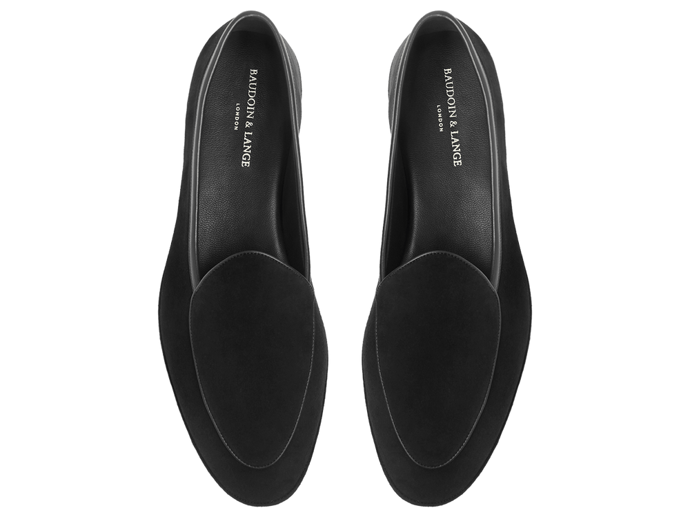 Lune Slippers in Black Luxe Suede