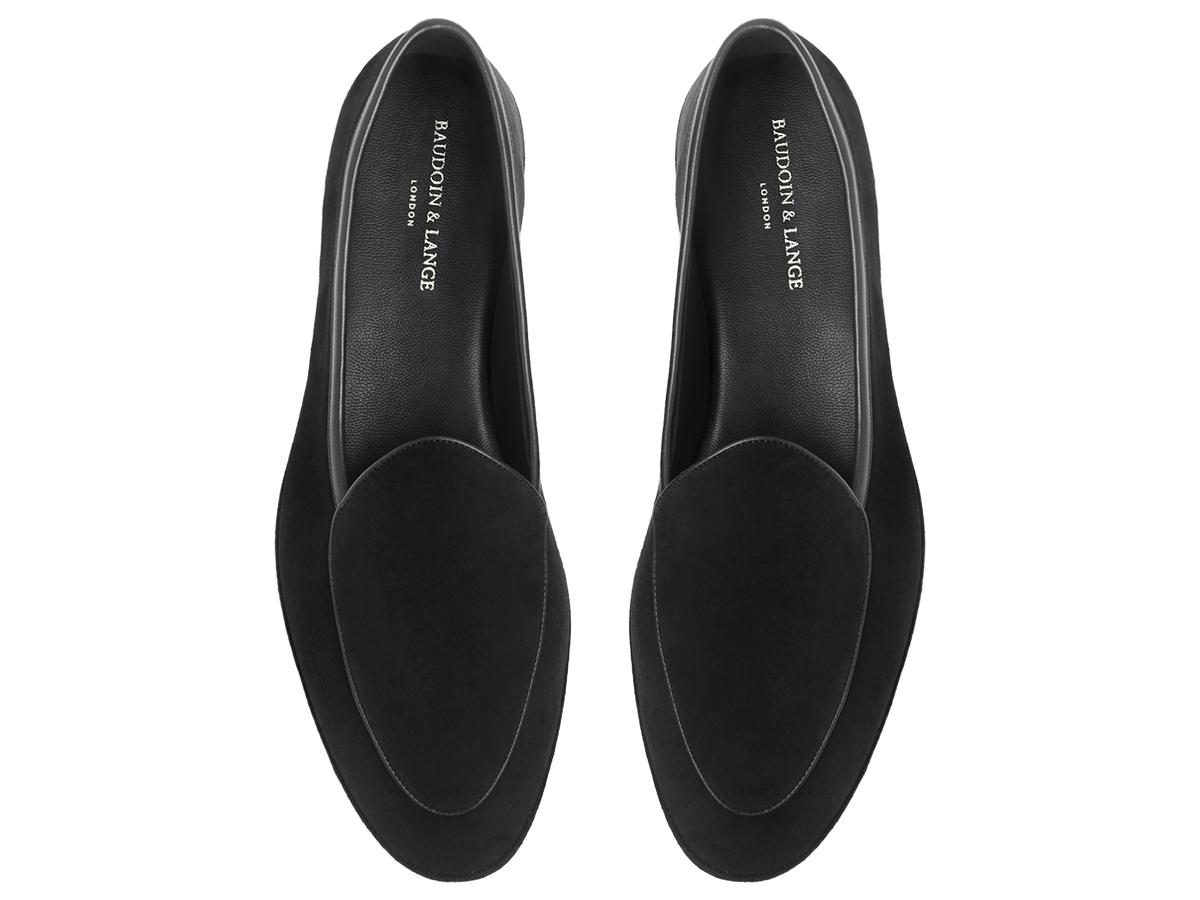 Lune Slippers in Black Luxe Suede