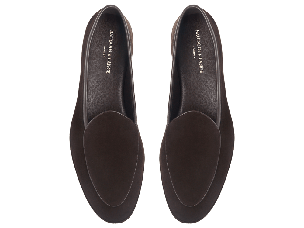 Lune Slippers in Dark Brown Luxe Suede