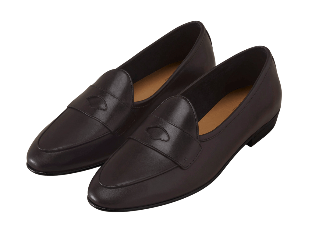 Sagan Classic Ginkgo Loafers in Dark Brown Drape Calf