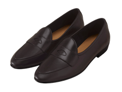 Sagan Classic Ginkgo Loafers in Dark Brown Drape Calf