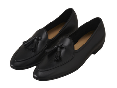 Sagan Classic Tassel Loafers in Black Drape Calf