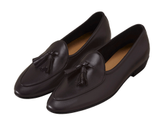 Sagan Classic Tassel Loafers in Dark Brown Drape Calf