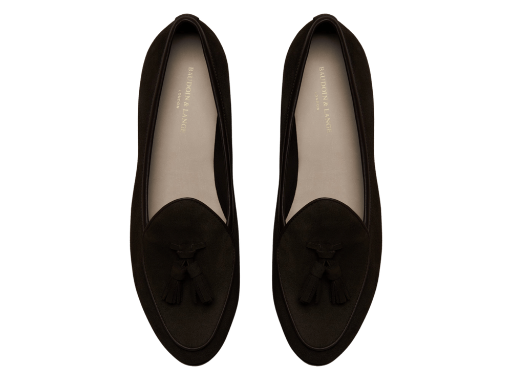 Sagan Classic Tassel Loafers in Lusitanias Dark Brown Asteria Suede