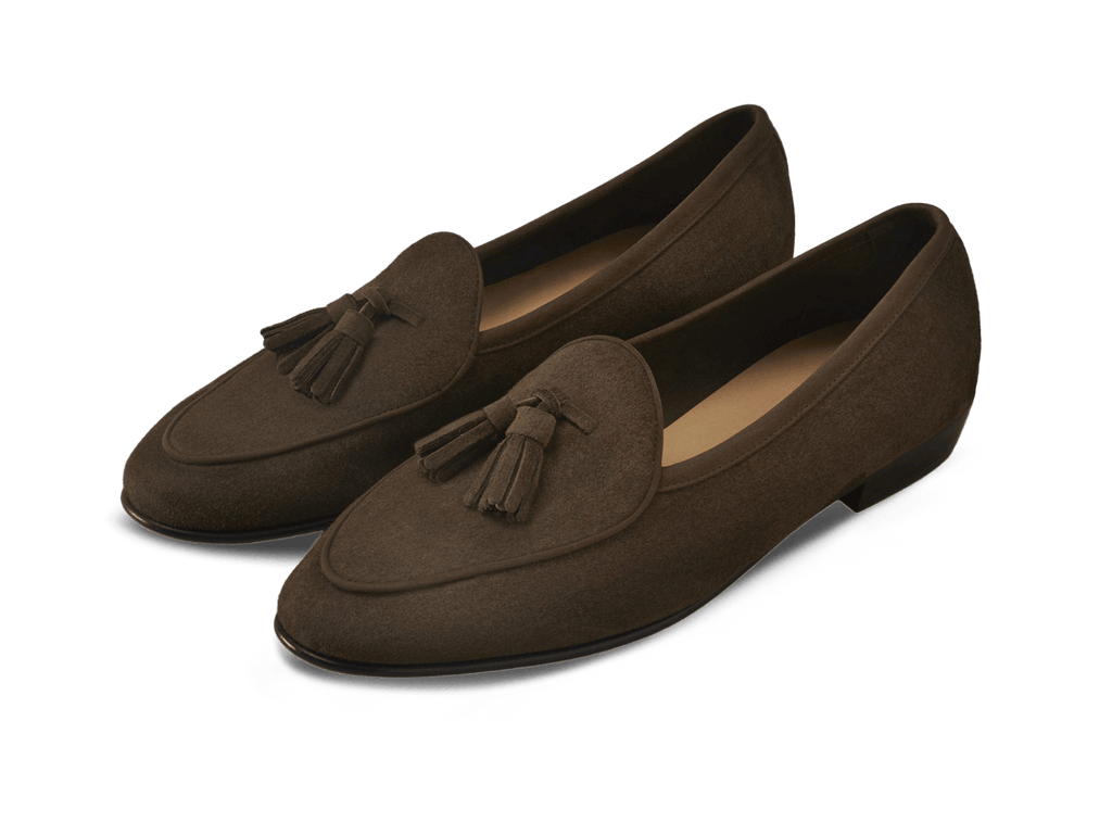 Green Suede Tassel Loafers Sagan Classic Tassel Loafers In Olivine